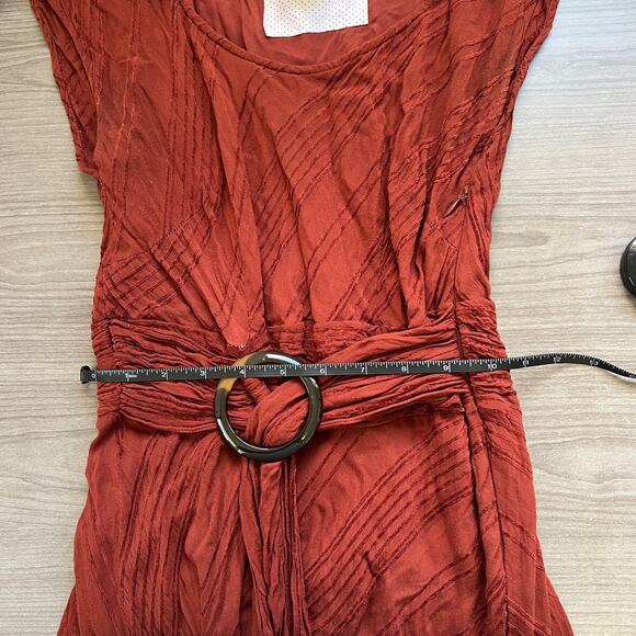 Anthro Anthropologie Moulinette Soeurs Guinevere Belted Textured Maxi Dress 10P - Picture 7 of 11